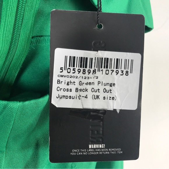 PrettyLittleThing Plunge Cross Back Cut Out Jumpsuit, Women's Size 0 - Green - Picture 5 of 13